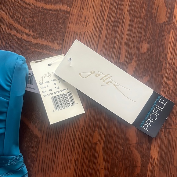 NWT Profile by Gottex Sheer Bliss Flyaway Teal Tankini Top Size 6 - Picture 5 of 7